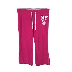 American Eagle Sweat Pants Womens Large Y2K Flare Logo Stretch Vintage Pink Read